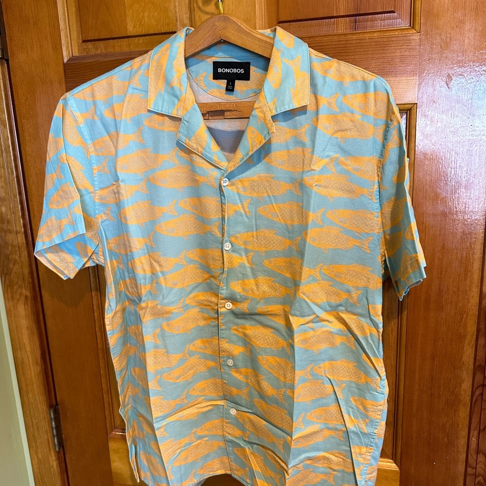 Bonobos printed cotton shirt sleeve riviera shirt